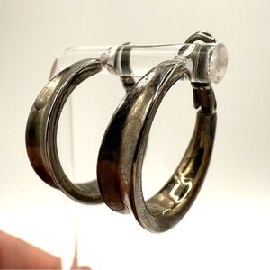 Gun Metal Tone Hoop Earrings